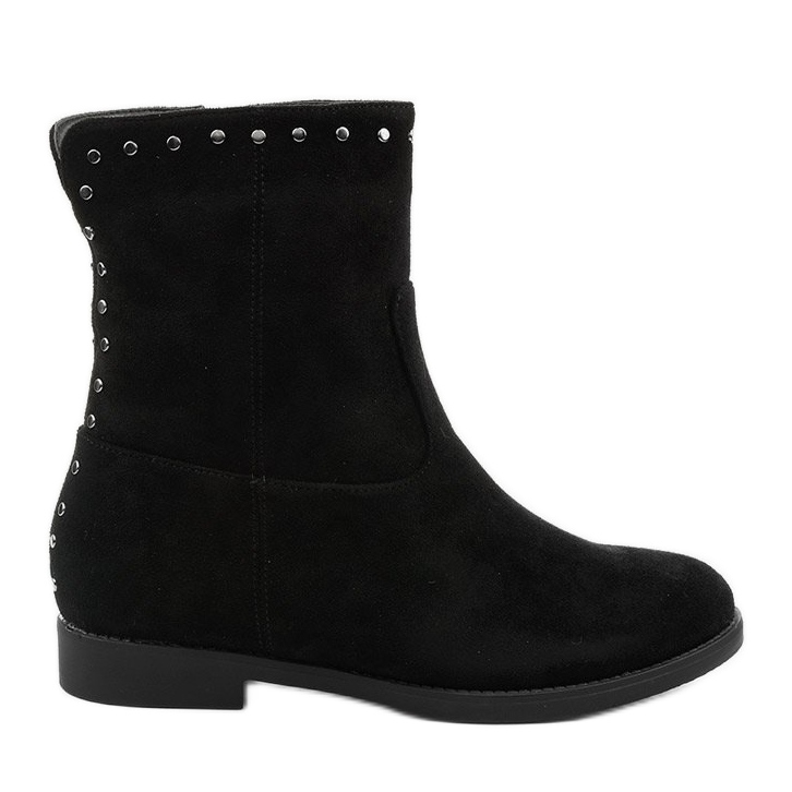 Botas pretas com uma cunha oculta e litas True-blue preto Botas pretas com uma cunha oculta e litas True-blue preto