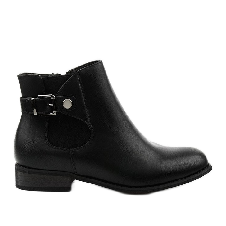 Botas pretas rasas com elástico e zíper 20Y8035-1 preto