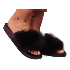 SEA Chinelos femininos com pele Black Belmondo preto