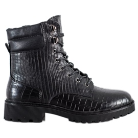 SHELOVET Botas de amarrar com estampa preto SHELOVET Botas de amarrar com estampa preto
