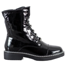 Goodin Botas Lacadas com Rendas preto