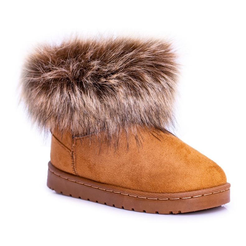 FRROCK Botas de neve com pele de camelo pequena raposa bege amarelo