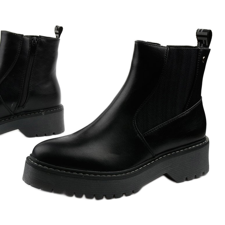 Botas pretas sem salto em couro ecológico Cavern preto