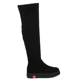 Botas acima do joelho, sola grossa preta NS135P preta preto