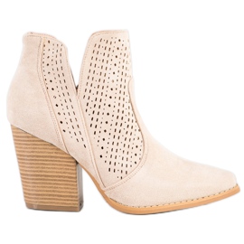 Bella Paris Openwork Booties On The Post bege