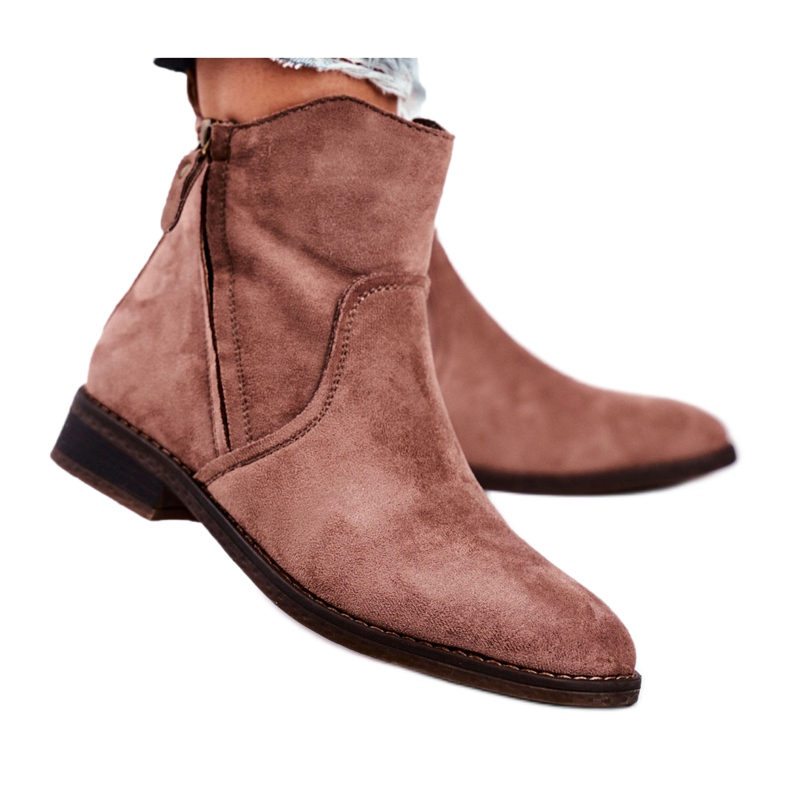 Botas de cowboy femininas com salto plano Khaki Plemmi bege Botas de cowboy femininas com salto plano Khaki Plemmi bege