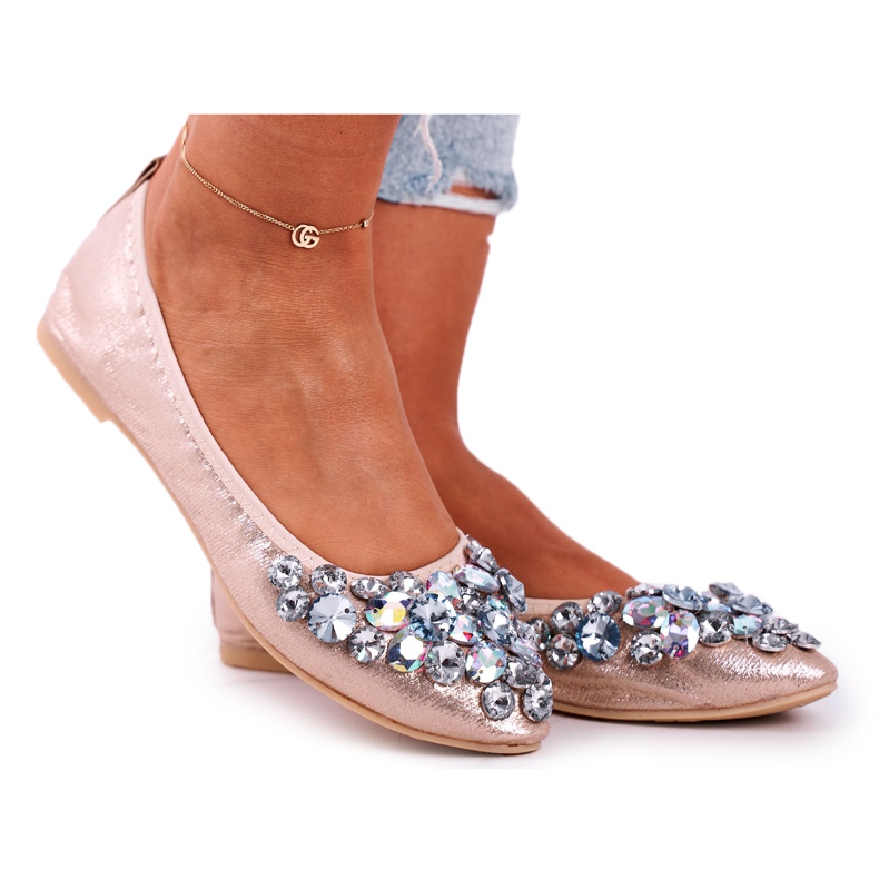 PS1 Bailarinas femininas com pedras de cristal dourado