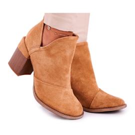 MSMG Botas femininas no salto Camel Cut Meliori marrom