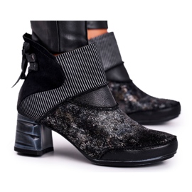 Botas quentes de couro feminino Maciejka azul marinho 03790-20 azul-marinho