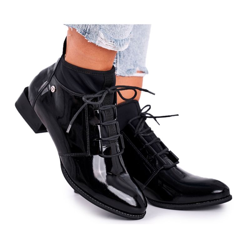 Botas femininas de couro preto maciejka 04744-01