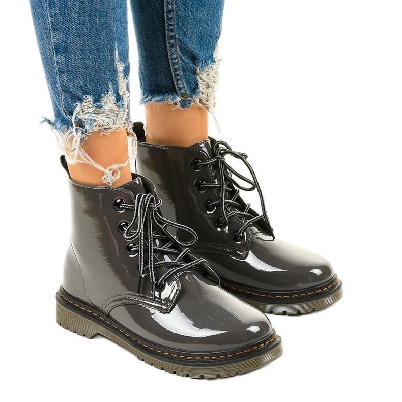 Botas de couro cinza TL143-7