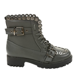Botas isoladas cinza com fivela 1370-5