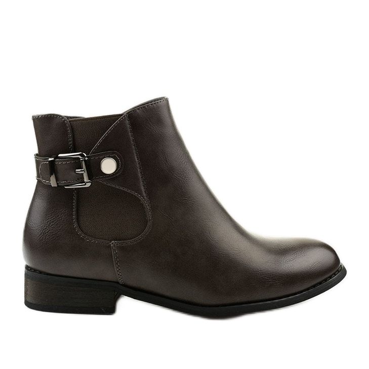 Botins achatados cinza com elástico e zíper 20Y8035-1