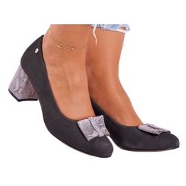 Bombas femininas Maciejka camurça grafite 3356A-43 / 00-1 multicolorido