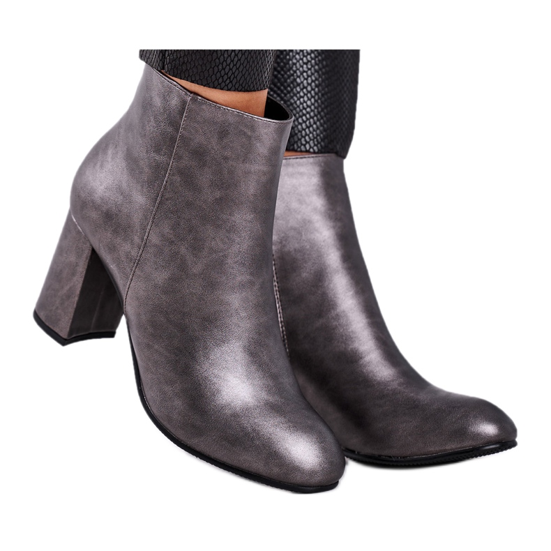 FW1 Botas de salto femininas cinza arma
