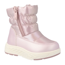 Botas de neve infantis aquecidas com crustáceo de lã rosa