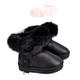Apawwa Botas de neve infantis pretas Marella com isolamento térmico e pele preto Apawwa Botas de neve infantis pretas Marella com isolamento térmico e pele preto