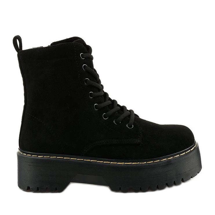 Botas pretas de camurça com atacadores da Cataela preto Botas pretas de camurça com atacadores da Cataela preto