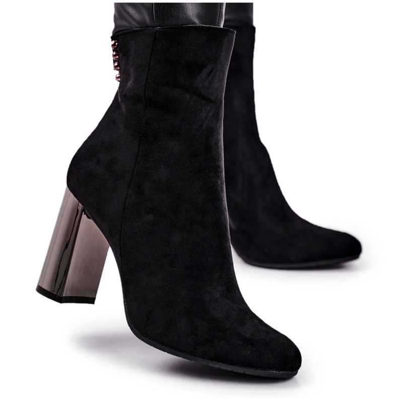 Botas femininas de salto alto trens pretas preto