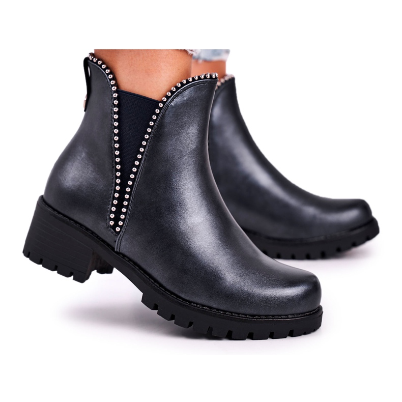 Botas femininas quente azul marinho estrelado