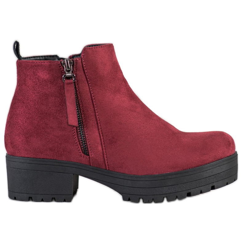 Clowse Botas cor de vinho na plataforma vermelho