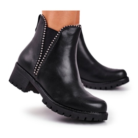 Botas pretas estreladas quentes para mulheres preto