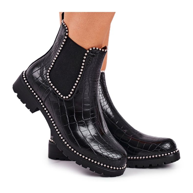Botas femininas Chelsea botas Warm Black Elvina preto