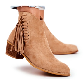 Botas femininas de salto alto e botas de caubói com franjas Khaki Mirage cáqui Botas femininas de salto alto e botas de caubói com franjas Khaki Mirage cáqui
