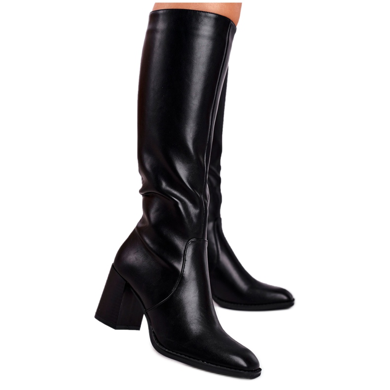 Botas femininas de salto quente preto Veronique