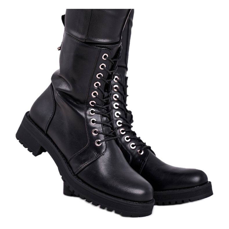 FRSS Botas pretas quentes femininas apóie-me preto
