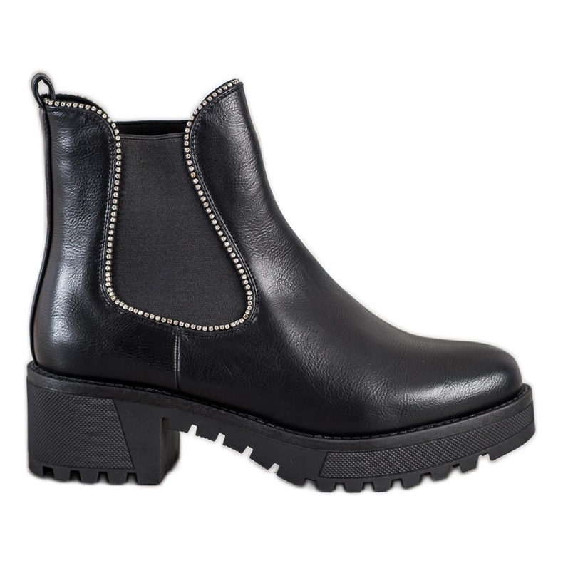 SHELOVET Botas Chelsea com zircônia cúbica preto