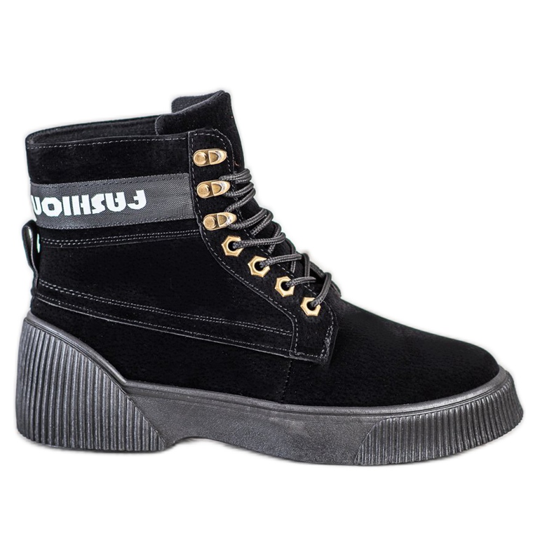 Weide Botas de tornozelo amarradas da moda preto