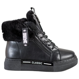 Weide Botas amarradas com pele preto