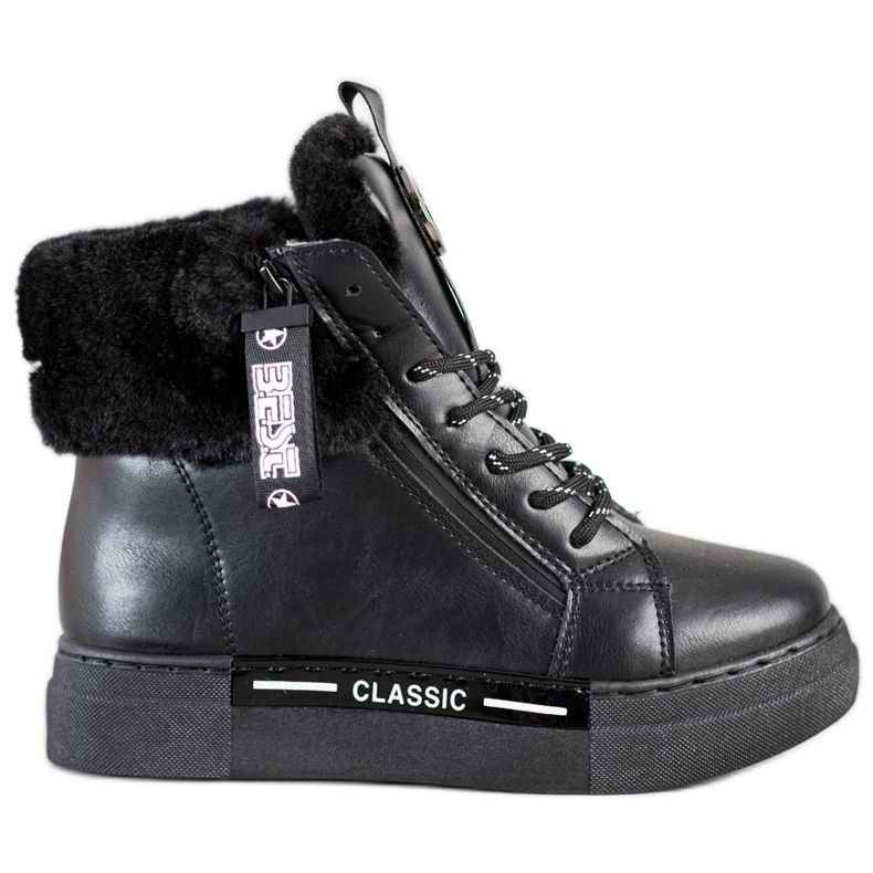 Weide Botas amarradas com pele preto