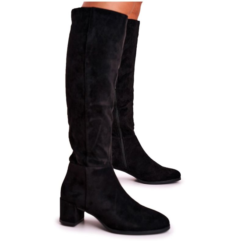 Botas de camurça femininas Sergio Leone pretas KZ273 preto