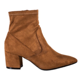 SHELOVET Botas de camurça de salto alto marrom