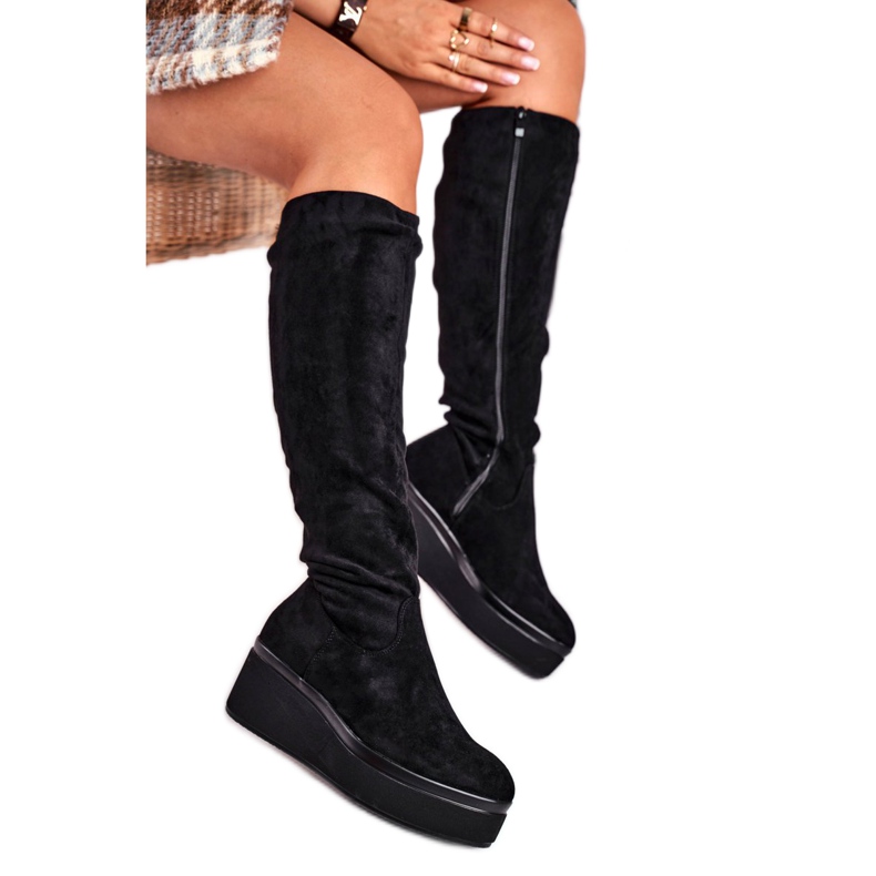 Botas femininas Sergio Leone na plataforma preta KZ732 preto