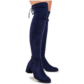 Botas femininas Sergio Leone lycra azul marinho KZ281 azul-marinho