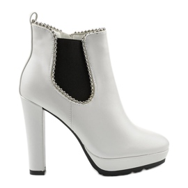 Botins brancos com zíper e elástico Circus