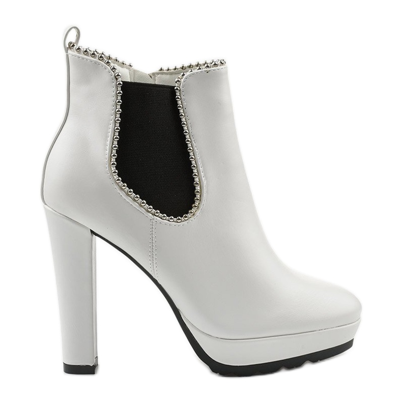 Botins brancos com zíper e elástico Circus