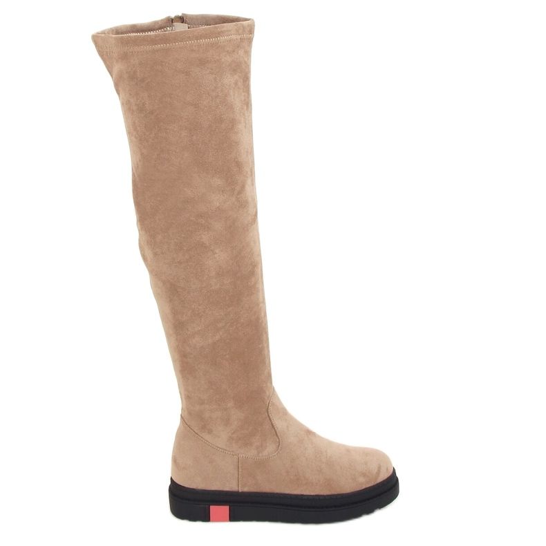 Botas acima do joelho com sola bege grossa NS135P Bege