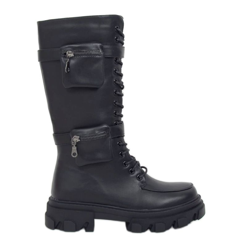 Botas pretas com bolsas RB64P Preto