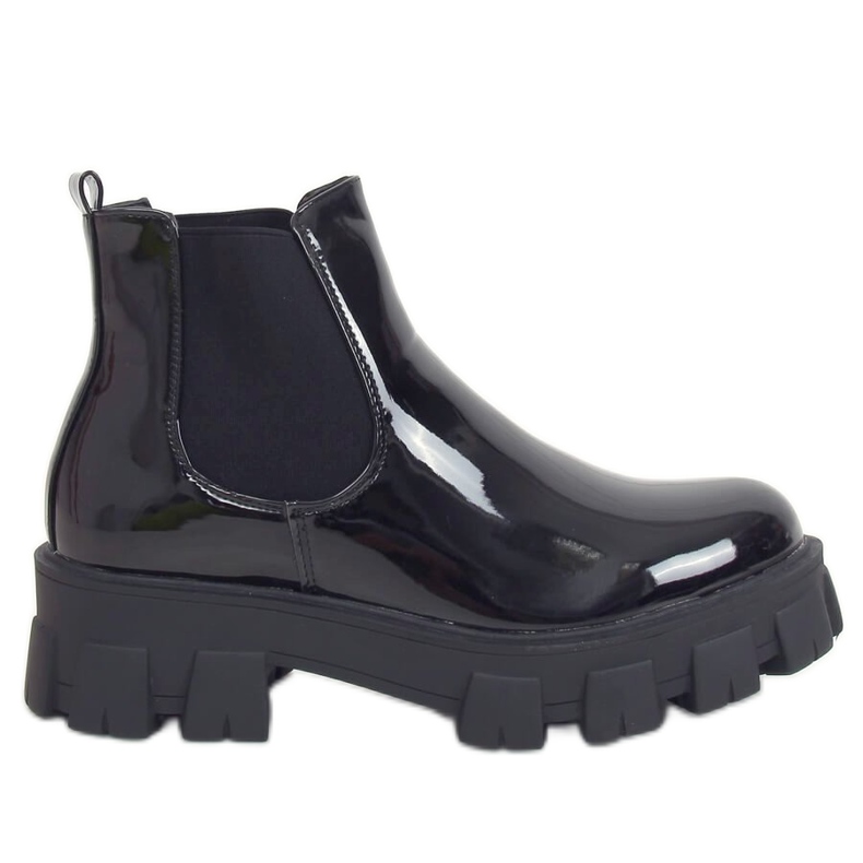 Botas Chelsea lacadas pretas NC1086 Pretas preto