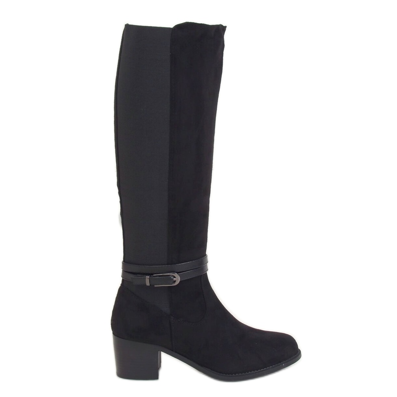Preto PE230P Botas de equitação pretas com parte superior flexível