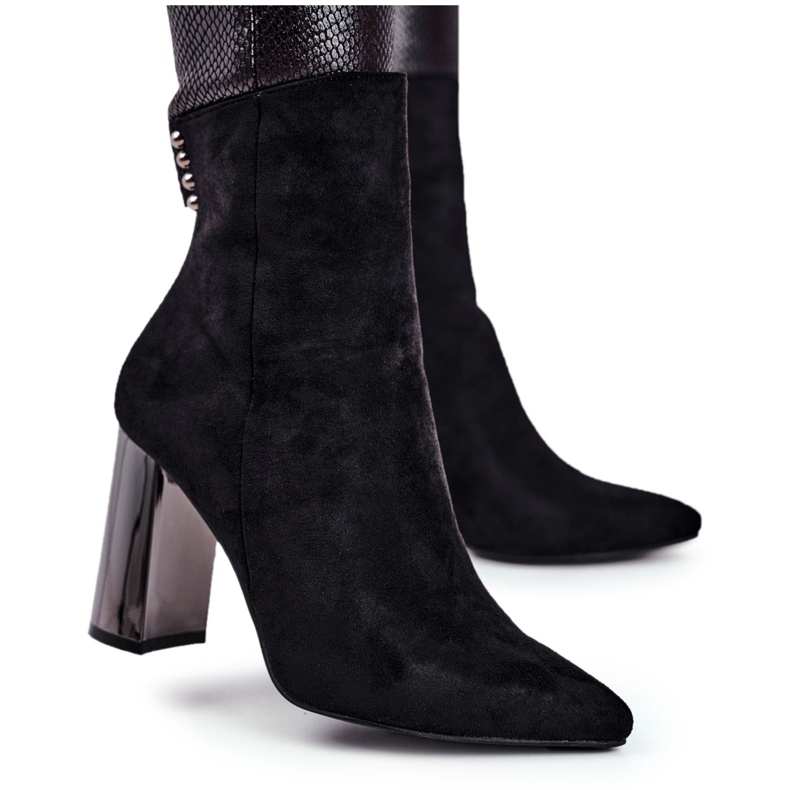 Botas femininas de salto alto trens pretas preto