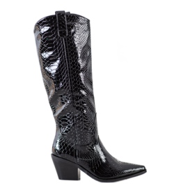 Seastar Botas de cowboy com estampa de cobra preto