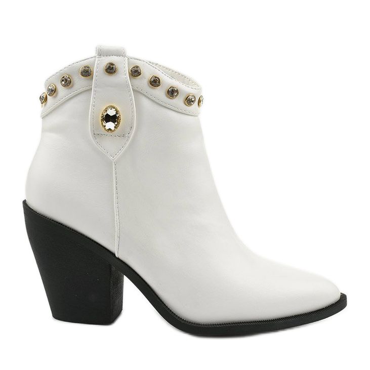 Botas de cowboy brancas femininas com zircônia cúbica Darnielle branco