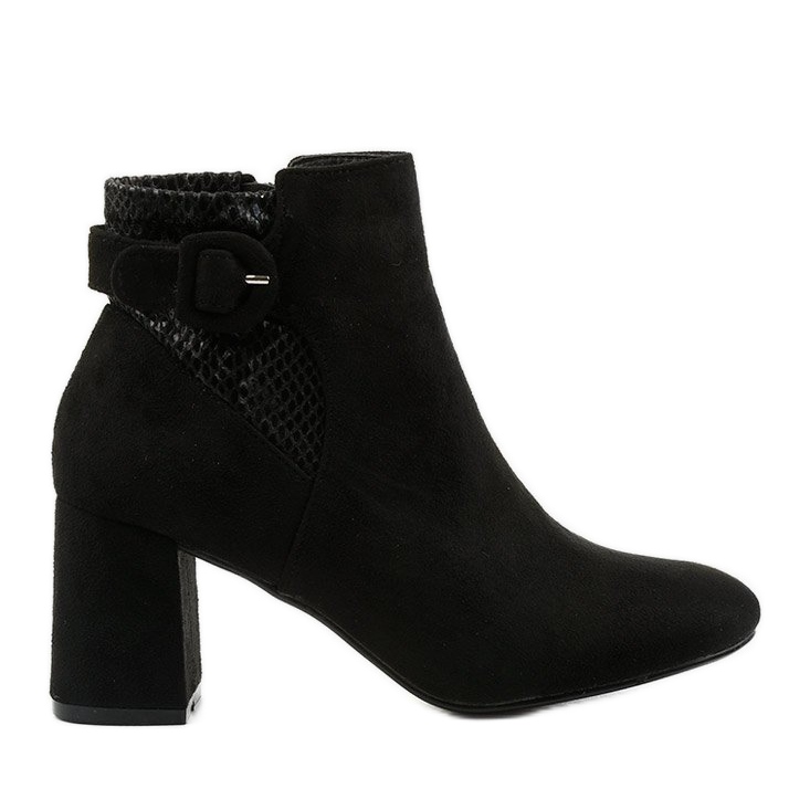 Botins pretos com zíper Pearpuff