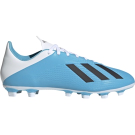 Chuteiras adidas X 19.4 FxG azul e branco F35378