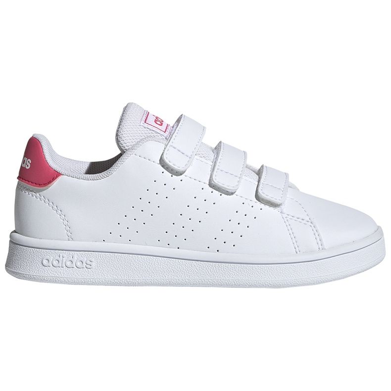 Sapatos infantis Adidas Advantage C branco e rosa EF0221